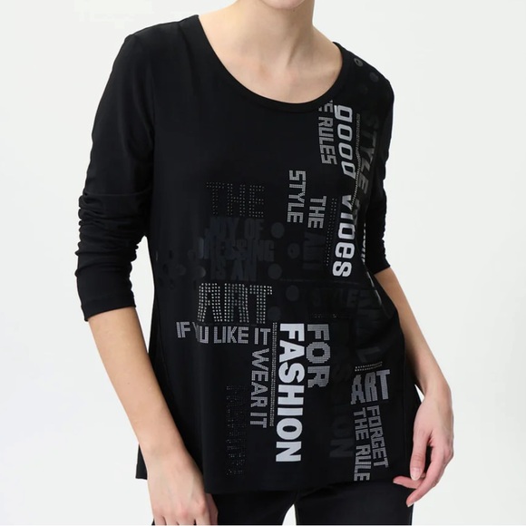 Joseph Ribkoff Black Printed Top - Picture 1 of 14